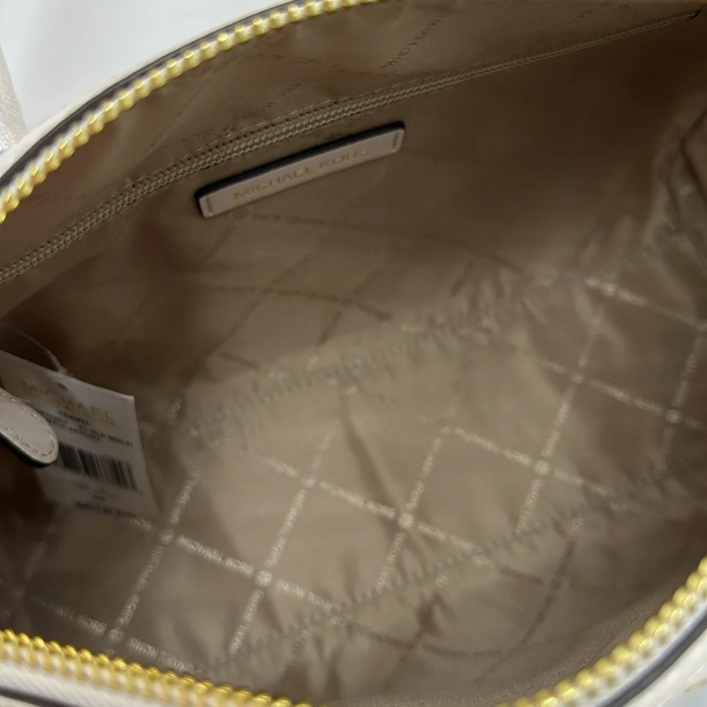 MICHAEL KORS JST TRAVEL MEDIUM DUFFLE SATCHEL  CROSSBODY BAG MK Pale Gold Multi